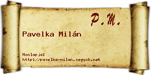 Pavelka Milán névjegykártya